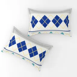 CLIO'S HERITAGE STORE White & Green Striped 210 TC Queen Bedsheet with 2 Pillow Covers image 2