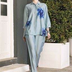 Zeyo Printed Shirt Collar Shirt With Trousers-picture-47