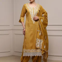 Biba Floral Woven Design Thread Work Unstitched Dress Material-picture-23