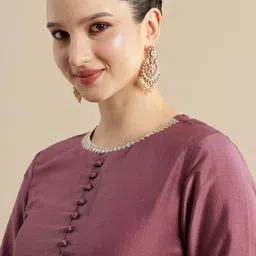 House of Pataudi Embroidered Sequinned Jashn Kurta with Palazzos & With Dupatta image 2