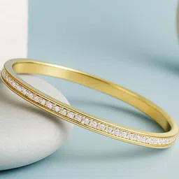Bohey by KARATCART Gold Plated American Diamond Studded Elegant Bangle-Style Bracelet image 4