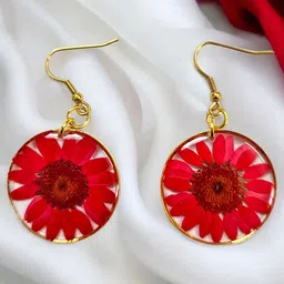 Elnorah Stainless Steel Gold-Plated Circular Shaped Drop Earrings-image-2