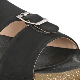 Layasa Women Striped Open Toe Flats with Buckles image 3