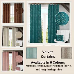 GEET CREATIONS Cream-Coloured Set of 2 Door Curtain image 2