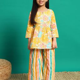Readiprint Fashions Girls Floral Printed Pleated Gotta Patti Pure Cotton Kurti with Palazzos-picture-18