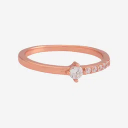 Kushal's Fashion Jewellery White Rose Gold-Plated Party 92.5 Sterling Silver Finger Ring image 2