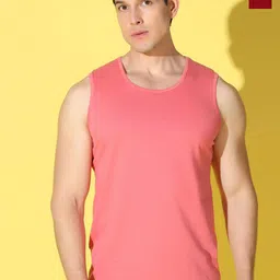 WOOSTRO Pack Of 2 Printed Combed Cotton Gym Vests -VWS26(PLAIN PEACH)(HARD MAROON)-picture-40