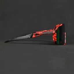 HASHTAG EYEWEAR Unisex Green Lens & Red Sports Sunglasses with image 2