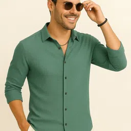 KHUSHI CREATION Original Slim Fit Textured Spread Collar Casual Shirt-picture-29