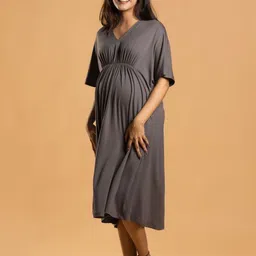 Block Hop Maternity Kaftan Midi Dress image 4