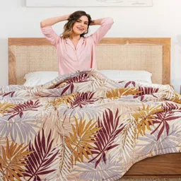 Aura Olive Green & Brown Floral Microfiber AC Room 300 GSM Double Bed Comforter-picture-12