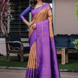 Anouk Ethnic Motifs Zari Kanjeevaram Saree-picture-30