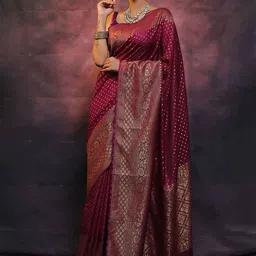 AMRUTKALA SAREES Ethnic Motifs Woven Design Zari Banarasi Saree-picture-26