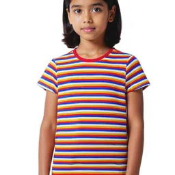 Yaakkai Girls Striped Round Neck Cotton T-shirt-picture-36