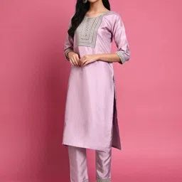 BANJANAN Women Ethnic Motifs Embroidered Regular Mirror Work Kurta with Trousers image 4