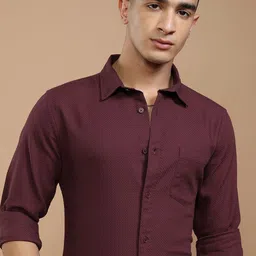 HIGHLANDER Men Slim Fit Opaque Textured Cotton Casual Shirt-image-28