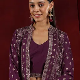 Libas Art Round Neck Sleeveless Top With Palazzo With Shrug image 2