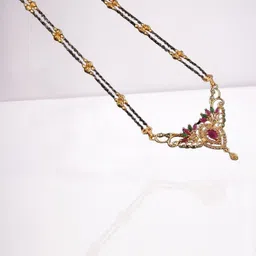 Laksh Enterprise Artificial Stones Studded And Beaded Floral Design Mangalsutra-image-54