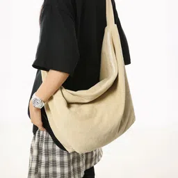 CORSICA Women Cream Solid Polyester Oversized Swagger Hobo Bag image 3