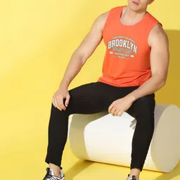 WOOSTRO Pack Of 2 Printed Combed Cotton GymInnerwear VWS26(BKLN ORANGE)(ENJOY NAVY) image 4