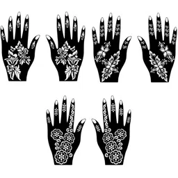 VOORKOMS Gorgeous Combo Mehndi Stencil Sticker Set For Sister Of Bride Festival Looks image 4
