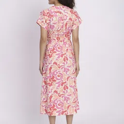 R&B Women Cotton Floral Printed Extended Sleeves Midi Dress image 2