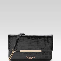 Carlton London Black Textured Sling Bag-picture-42