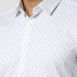 van heusen V Dot Men Spread Collar Geometric Printed Cotton Slim Fit Formal Shirt image 3