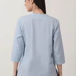 SAADHO Mandarin Collar Pure Cotton Straight Kurti image 5