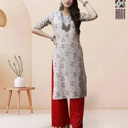 7Threads Women Ethnic Motifs Printed Straight Crepe Knee Length Kurta-picture-28