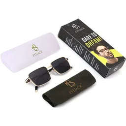 Eyejack Unisex Black Lens & Gold-Toned Rectangle Sunglasses with image 5