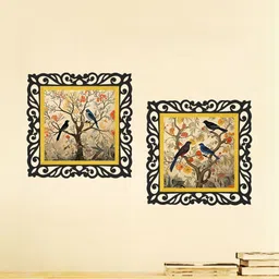 Shivmaan Art Yellow & Black Wooden 2 Pieces Wall-Mounted Square Portrait Wall Arts-8x8Inch-picture-25