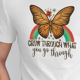 Seekbuylove Men Bio Finish Butterfly Rainbow Round Neck Pure Cotton T-shirt image 2