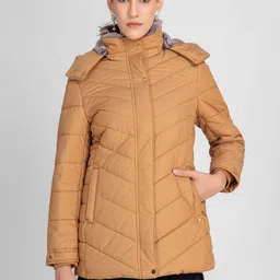 LURE URBAN Hooded Stand Collar Faux Fur Trim Puffer Jacket-image-99