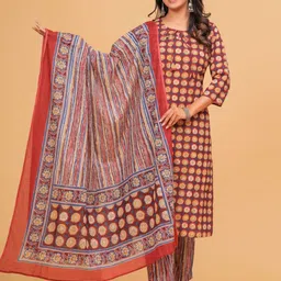 Jikonet Women Floral Printed Regular Kurta with Trousers & With Dupatta-picture-28