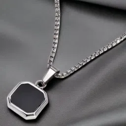Omaya Jewels Mens Silver-Tone Square Pendants With Chains-picture-26