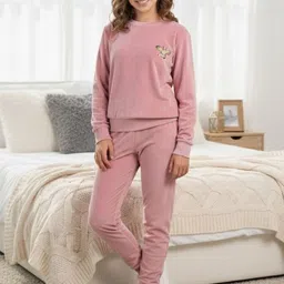 BAESD Girls Solid Round Neck Long Sleeves Night suit-picture-36