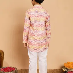 Sangria Boys Ikat Printed Zari & Sequins Work Kurta & Pyjamas image 4