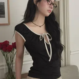 LULU & SKY Tie-Up Neck Top image 2