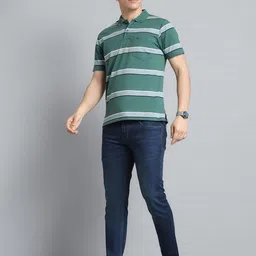 Monte Carlo Men Striped Polo Collar Pockets T-shirt image 2