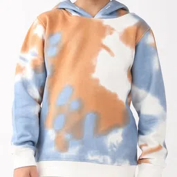 Anthrilo Boys Blue Brown Tie Dye Fleece Hoodie Sweatshirt image 2