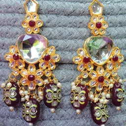 VATSALYA creation Gold-Plated Alloy Artificial Stones Earrings image 1