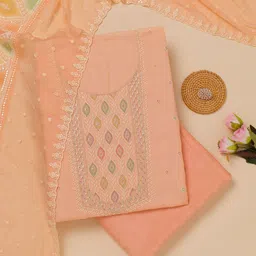 Koskii Floral Embroidered Sequinned & ThreadWork Georgette Unstitched Dress Material-image-76