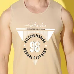 WOOSTRO Pack Of 2 Printed Super Combed Cotton Gym Vests VWS26(ALONE LGTGREEN)(98 RUST) image 5