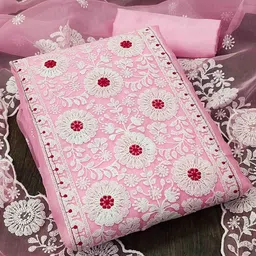 KALINI Embroidered Organza Unstitched Dress Material-picture-13