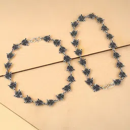 Sangria Silver-Plated Artificial Stones Studded Anklet-image-39