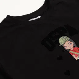 U.S. Polo Assn. Kids Girls Drop-Shoulder Sleeves Pure Cotton Applique T-shirt image 3