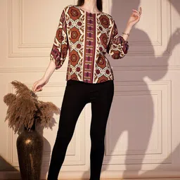 VALBONE Print Bishop Sleeves Ethnic Top image 4