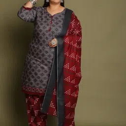 Rajnandini Women Bandhani Printed Regular Kurta with Trousers & With Dupatta-image-53