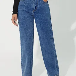 Glossia Women Comfort Straight Fit High-Rise Light Fade Acid Wash Stretchable Jeans-picture-31